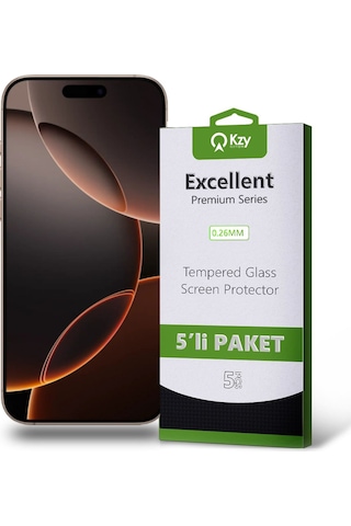 Apple Uyumlu   iPhone 16 Pro Max İle Temperli Ekran Koruyucu Kırılmaz Cam Ekonomik 5'li Paket