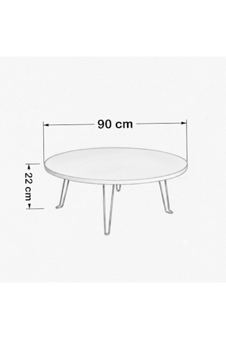 Ratemo 90 Cm Beyaz Katlanır Yer Sofrası 22 Cm Yükseklik Yemek Masası Beyaz