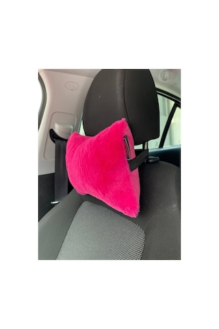 Trobus Araç Boyun Yastığı Ortopedik Peluş Seyahat 2'li Fuşya Pembe