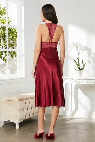 Pierre Cardin 905 Kadın İp Askılı Saten Gecelik-bordo Bordo