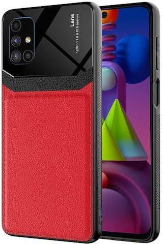 Samsung Uyumlu Galaxy M51 Kılıf Deri Görünümlü Tasarım Sert Arka Kapak Kırmızı Samsung Uyumlu Galaxy M51 Kılıf Deri Görünümlü Tasarım Sert Arka Kapak Kırmızı