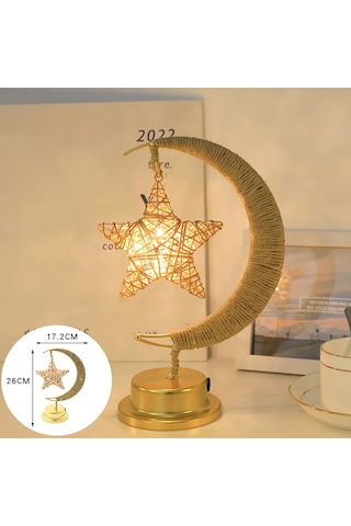 Wezone Demir Çelik Yıldız Desenli Led Güneş Lambası, Usb/pil Beslemeli, Ev Dekorasyonu, Isımsı Işık, Enerji Tasarruflu Hediyelik Alet Altın