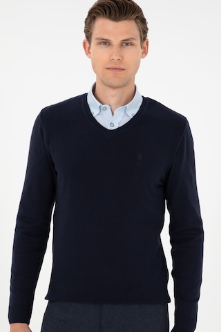 U.S. Polo Assn. Erkek Slim Fit V Yaka Lacivert Basic Kazak 50288886-VR033