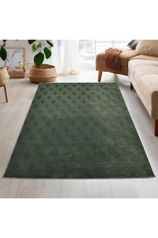 Latte Yumuşak Peluş Yeşil Çocuk Odası Oturma Odası Salon Mutfak Halısı Y726a Haki