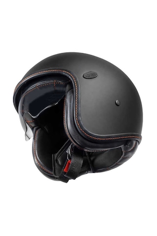 Premier Vintage Platinum Edition Kask Mat Siyah - Turuncu