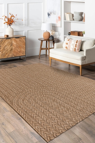 Sierra Halı Jüt Hasır Görünümlü Modern Kilim Ve Yolluk, İnce Bukle Dokuma Bej - Naturel