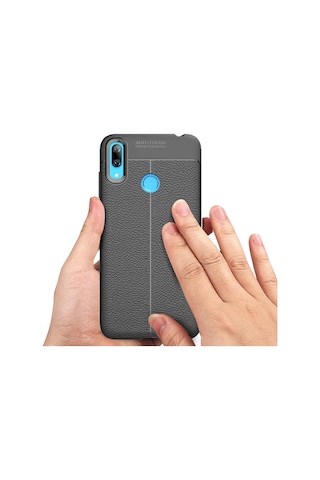 Huawei Y7 Prime 2019 Kilif Deri Görünümlü Korumali Niss Silikon 409282991