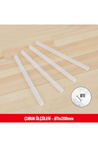 Workpro Wp432002 11x200mm Sıcak Silikon Tabancası İçin 50 Adet Şeffaf Yedek Silikon/mum