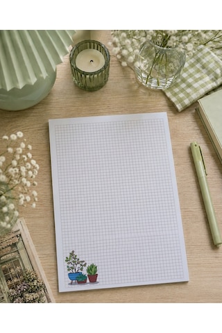 A4 Kareli Saksıda Çiçekli Defter Beyaz - Kırmızı A4 Kareli Saksıda Çiçekli Defter Beyaz - Kırmızı