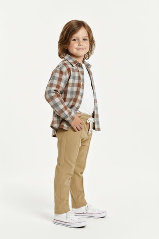 Kiremit Ekoseli Gömlekli 3 Lü Takım Bej