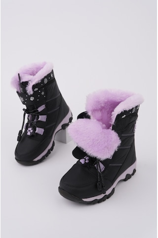 Muggo Tigger İçi Kürklü Bağcıklı Ve Cırtlı Kız Çocuk Bot Siyah