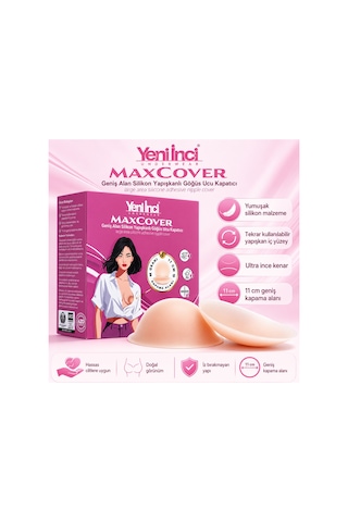 Yeni İnci Maxcover Geniş Alan Silikon Yapışkanlı Göğüs Ucu Kapatıcı Ten