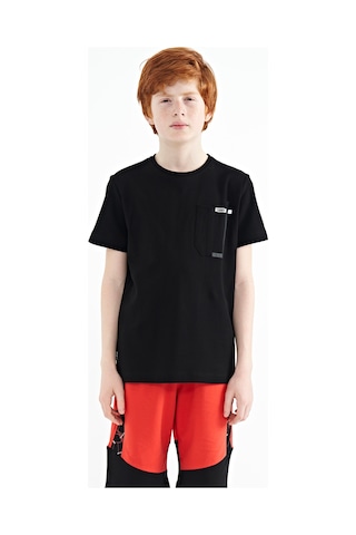 Tommylife Tommy Life Siyah Cep Detaylı O Yaka Standart Kalıp Erkek Çocuk T-shirt - 11120 Siyah