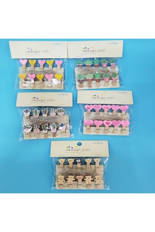 Figürlü İpli Notluk Mandal Ahşap