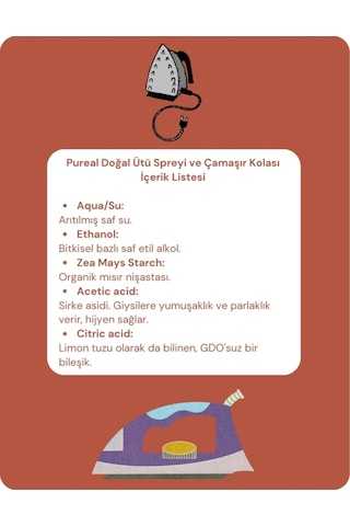 Pureal Doğal Ütü Spreyi & Çamaşır Kolası 500 Ml Tekli