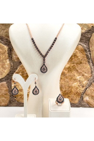 Elmas Montür Rosegold Özel Üretim Gümüş Set Takım - Lvrset16 Rose Gold
