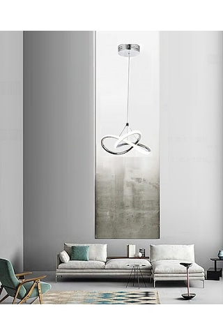 Burenze Modern Tekli Sarkıt Power Led Avize Krom Beyaz Işık Ledli Avize -burenze152 Krom