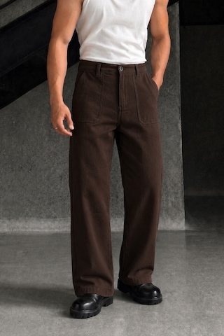 Tarz Cool Erkek Baggy Fit Old Money Cep Detaylı Pantolon Kahverengi