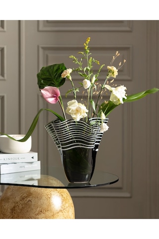 Madame Coco Honfleur El Yapımı Cam Vazo Büyük Boy Antrasit