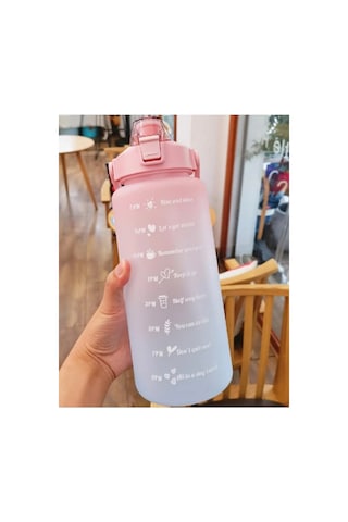 Delux Serisi Matara Büyük Suluk Antrenman Suluğu Günlük Motivasyon Su Matarası 2 Litre Çok Renkli