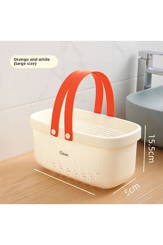 Springsun Banyo Malzemeleri Depolama Sepeti: Taşınabilir, Su Akıtma Özelliği, Dayanıklı Plastik, Büyük Boy 29.5 15 15.5 Cm , Turuncu-beyaz Diğer