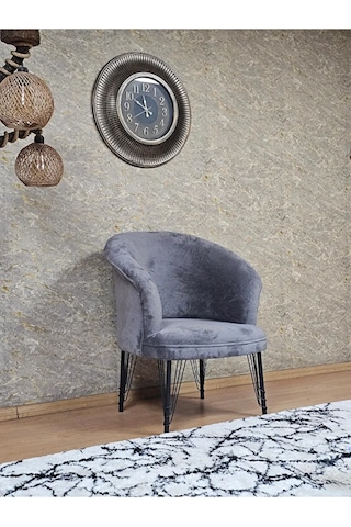 Tekli Teddy Siyah Boyalı Telli Ayak Çay Seti Koltuk Tekli Berjer Çok Renkli