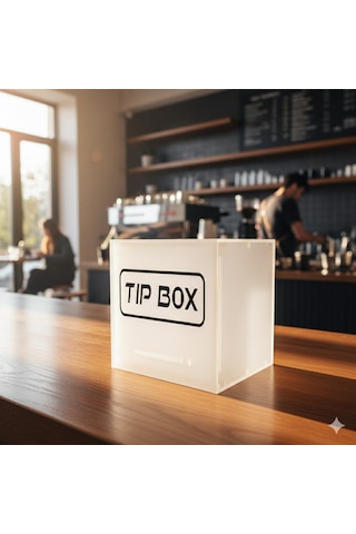 Kilitli Pleksi Masa Üstü Tip Box Bahşiş Kutusu Buz Beyazı 14x14xh13 Cm 1