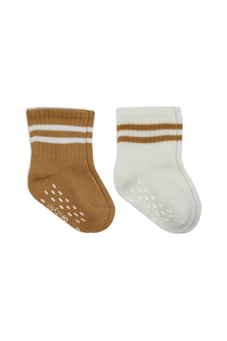 Bistyle Çemberli Kaymaz Soket Çorap 2'li Bs10125 Ekru Hardal Ekru Hardal