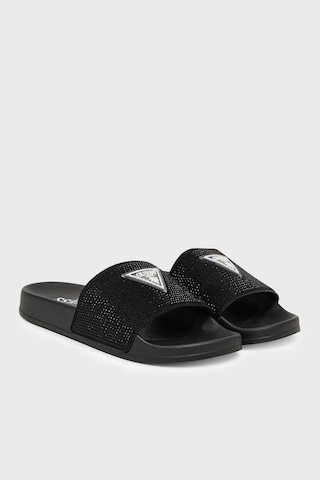 Guess Beach Taşlı Üçgen Logolu Terlik E6gz16bb00f Bayan Terlik E6gz16 Bb00f Jblk Siyah