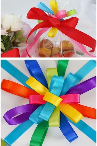 Haki Yeşil Kurdele Saten 2 Cm 10 Metre 2 Adet Saten Kurdela Parlak Hediye Ve Süsleme Şeridi Süs Paketleme Çiçek Saç El