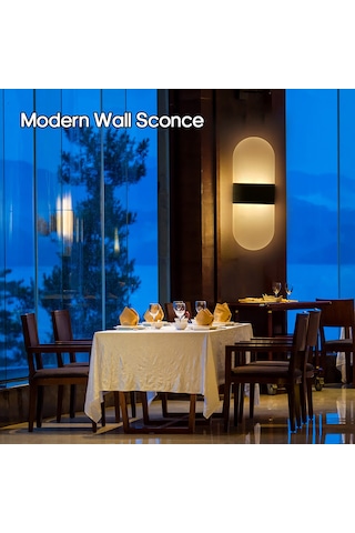 Neevoyu Siyah Akrilik Klavyeli Led Duvar Lambası - 6w 5000-6500k Beyaz Işık - Yatak Odası, Otel, Koridor Dekoratif Aydınlatma Dik Açı Diğer