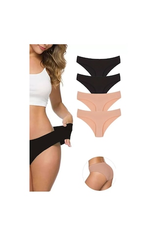 4 Adet Kadın Dikişsiz Lazer Kesim Esnek İz Yapmayan Külot S2 Mudanis L-xl