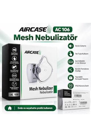Aırcase Ac 106 Mesh Nebulizatör Taşınabilir Şarjlı Sessiz Çalışan Buhar Makinesi Tek Tuşla Kullanım