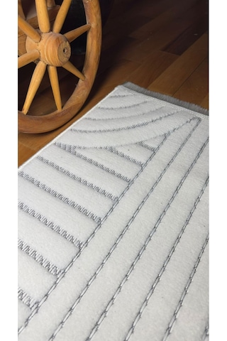 Loft Krem Bohem İskandinav Sisal Pamuk Taban Yıkanabilir Özel Kesim Kaymaz Salon Mutfak Krem