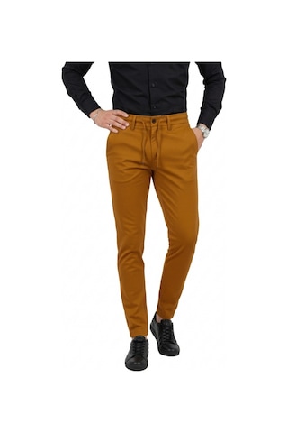 Deepsea Erkek Taba Likralı Beli Lastikli & İpli Dar Kesim Şık Kumaş Pantolon 2600572