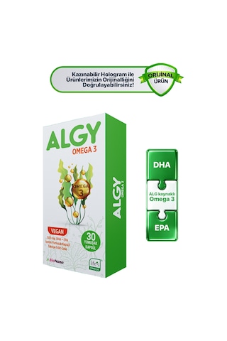 Algy Omega 3 Vegan 500 Mg Dha + Epa 30 Yumuşak Kapsül