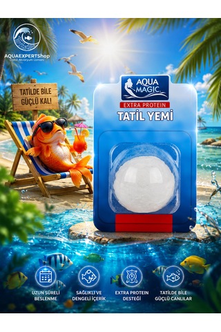 Balık Tatil Yemi - Büyük Boy - Ekstra Protein - Tekli - Tatilde Uzun Süreli Güvenli Besleme - Balıklar İçin Güvenli