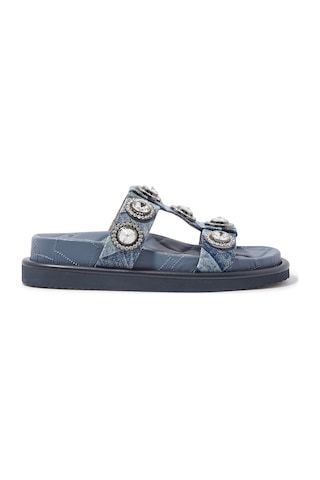 Kurt Geiger Kristal Taşlı Rahat Denim Sandalet Lacivert