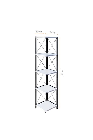 Köşe Kitaplık Ve Aksesuar Rafı Metal Ayaklı Beyaz