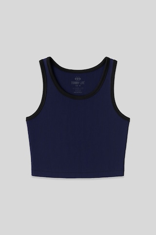 Tommy Life İndigo Basic Sıfır Kol Dar Kalıp U Yaka Kadın Crop Top Atlet - 97160 İndigo