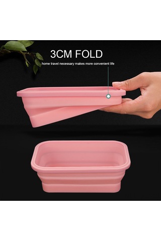 Aubyhe 3'lü Silikon Yemek Kutusu Seti - Katlanabilir, Leakproof Kapağı İle Sağlıklı Yemek Taşıma Mavi MAvi