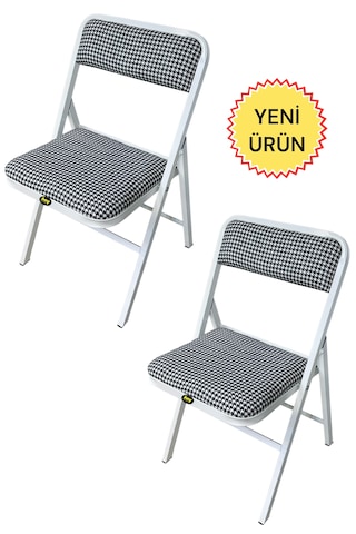 Hey 2'li Katlanır Kamp Sandalyesi Piknik Sandalye Kazayağı Beyaz Beyaz - Siyah