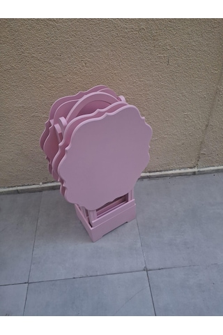 Zigon Çanta 90541 Yonca Takım Dörtlü Model Ahşap Mdf Parlak Pembe Renk El Yapım Pembe