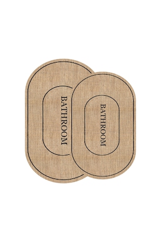 Decomia Home Dijital Kaymaz Yıkanabilir Jüt Görünümlü Bathroom Banyo Paspası 2'li Jüt Siyah