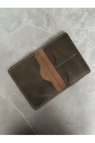 Kalkan Deri Dark Brown Pasaport Cüzdanı Kahverengi
