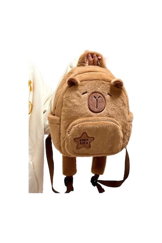 Didadodo Sevimli Ve Çok Yönlü Güzel Tasarım Capibala Peluş Sırt Çantası Kahverengi