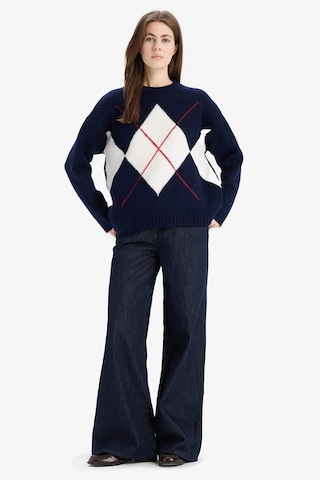 DeFacto Oversize Geniş Kalıp Baklava Dilimli Bisiklet Yaka Triko Kazak F1233AX25SPNV131 Lacivert