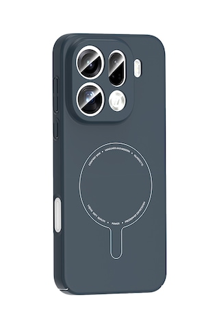 Find X9 Pro Kılıf M-safe Şarj Özellikli Kamera Korumalı Zore Elio Sert Pc Kapak - Lacivert