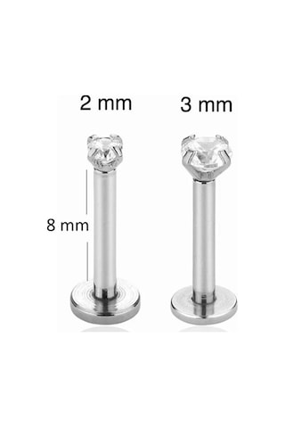 3 Mm Tektaş Cerrahi Çelik Piercing Tragus Helix Kıkırdak Conch Gümüş Renk 8 Mm Altın