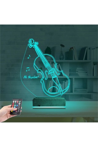 Luvivia Keman Müzik Enstrüman Kişiye Özel 3d Lamba - Masa Gece Lambası V2 Şeffaf